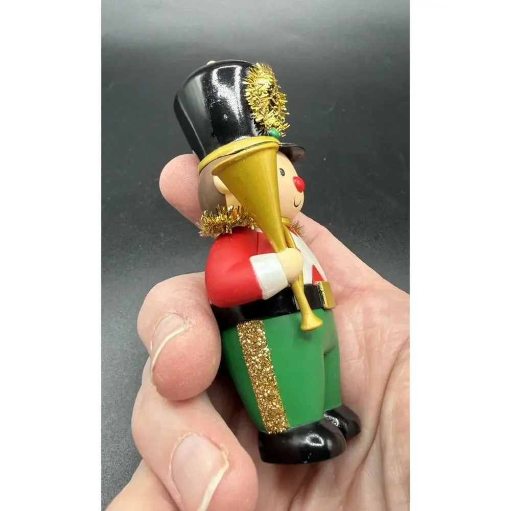 Adorable Hallmark Gold Tinsel Toy Soldier Christmas Ornament No Box -LO17